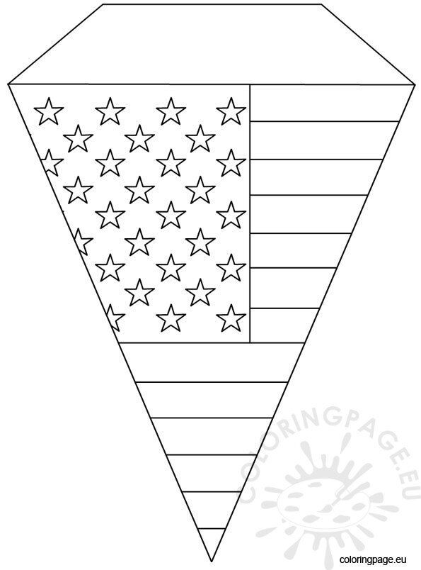 4th of July Pennant template Coloring Page