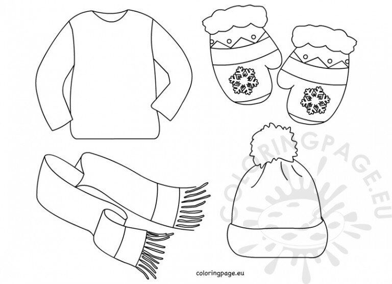 Winter Clothes Pictures For Kids | Coloring Page
