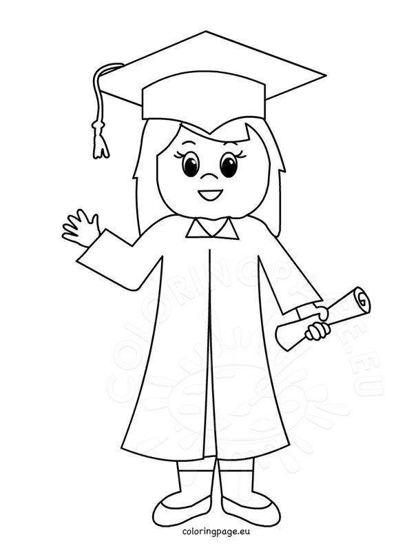 Cute Graduate Girl Coloring Page | Coloring Page