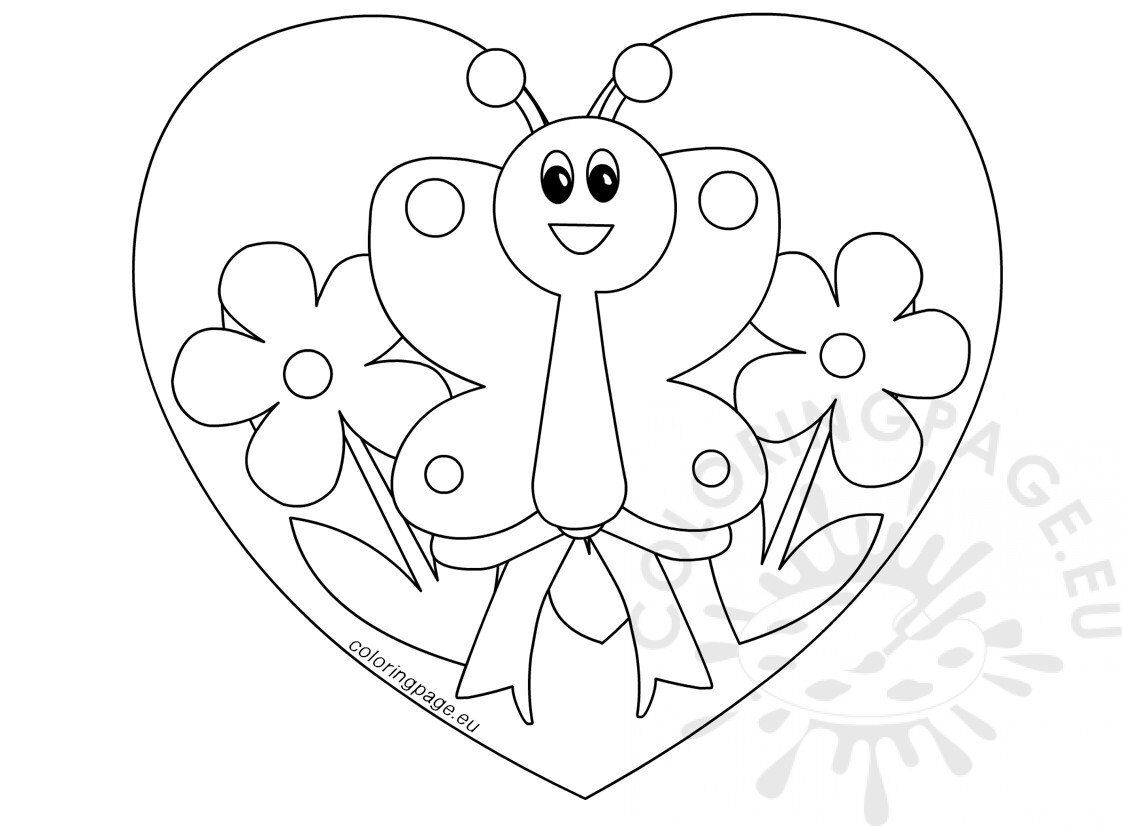 flowers and butterflies and hearts drawings