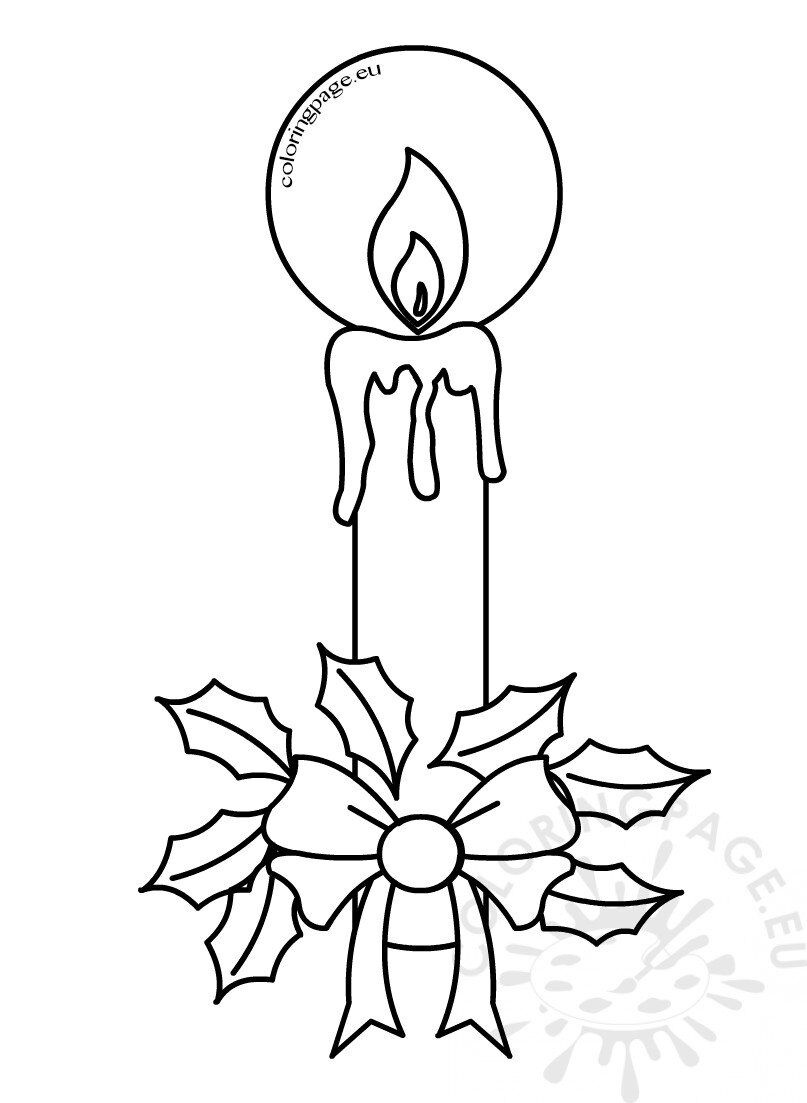 Christmas coloring pages Candles with holly | Coloring Page
