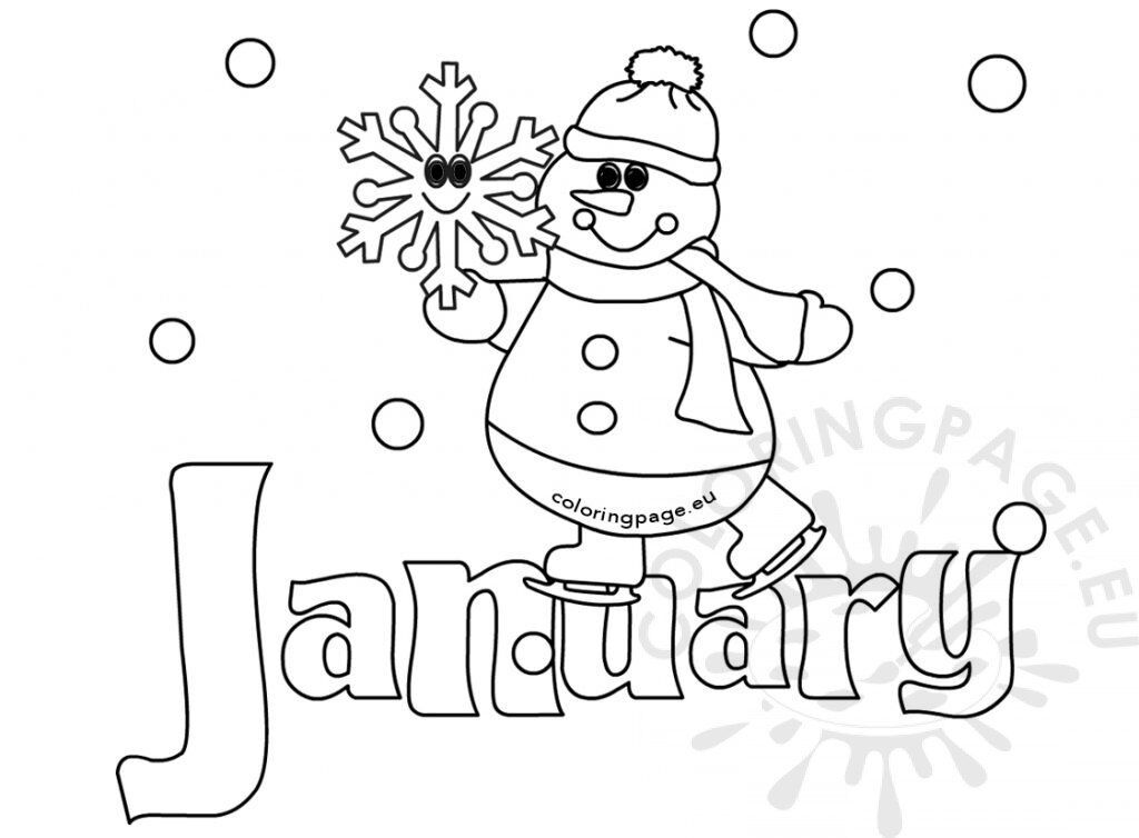 Winter coloring page January Snowman | Coloring Page