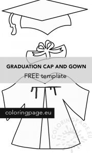 Graduation cap gown template | Coloring Page