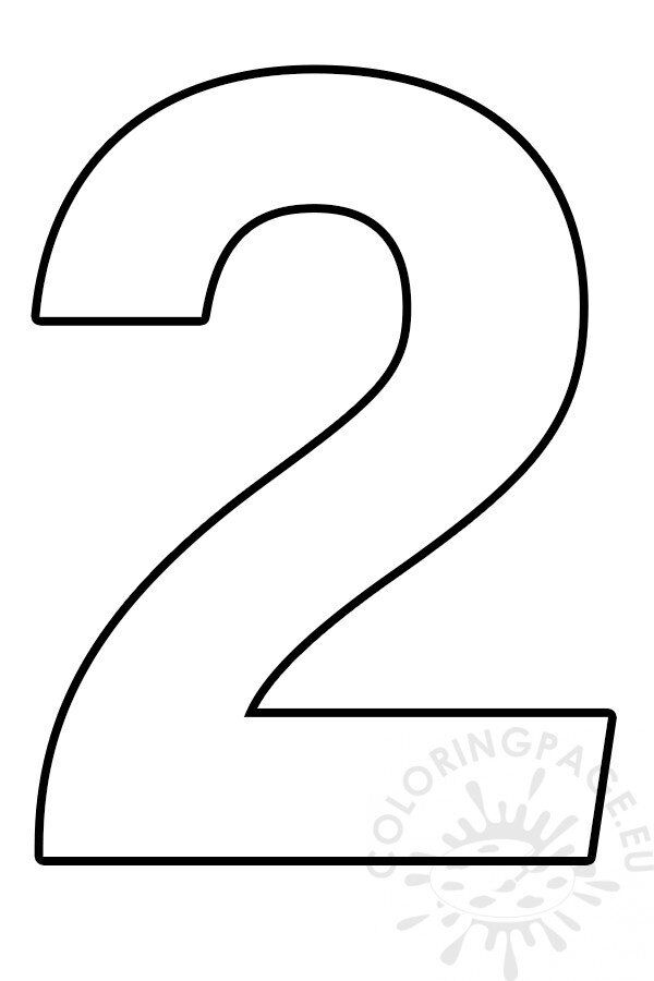 Free printable Number 2 template | Coloring Page