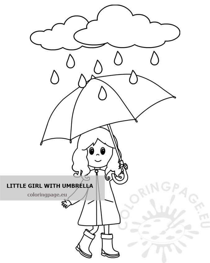 Little Girl and Umbrella Drawing Stock Photo - Alamy