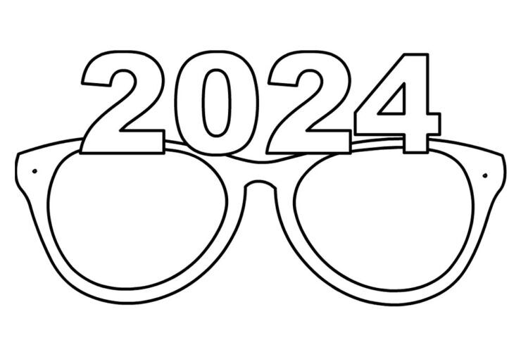 2024 Glasses template Coloring Page