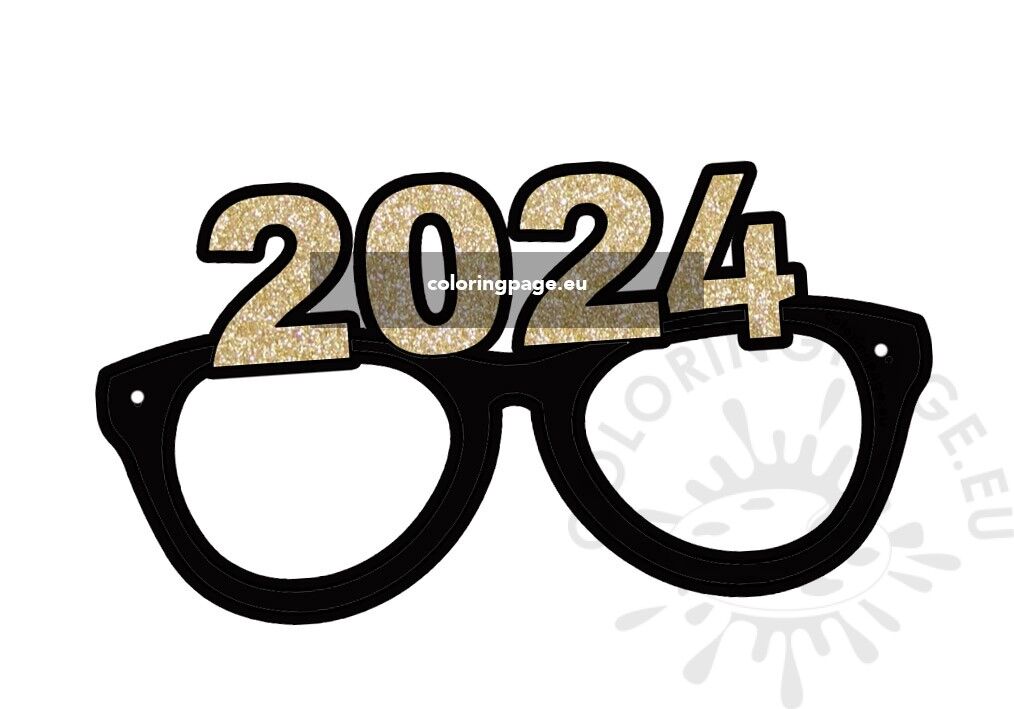 New Year's Eve 2024 Glasses Coloring Page